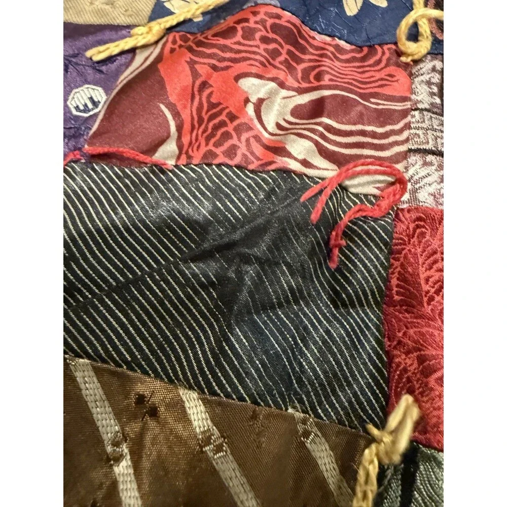 Handmade vintage quilt made from neck ties patchwork full/queen size reversible